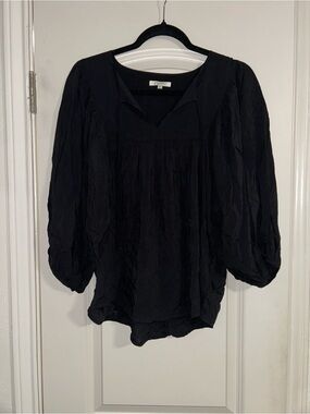 The Impeccable Pig Black Gauzy Peasant Blouse